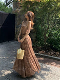 Vintage Sleeveless Vest Dress Women's Summer Holiday Style Dress High Waist Skirt A Long Dress