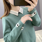 Spring And Autumn Bottom Shirt Women's Collar Blouse Large Loose Free Doll Collar Knitted Casual Casual