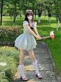 Navy Collar Dress Girl Summer Sweet Hot Girl Pure Desire First Love In The Escape Princess Dress To The Waist Of The Ponky Skirt