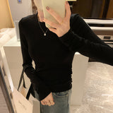 2026 Early Spring European Small Shirt In Autumn And Winter With Long-Sleeved T-Shirts Female Hautein Temperament Solid-Colored Cashmeet Bottom Shirt