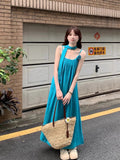 Bright-Colored Dopamine Thai Summer Hanging Neck Sling Dress Women's Seaside Vacation Xinjiang Travel To Wear Long Skirts