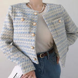 2025 Spring And Autumn French Pearl Buckle Coat Female Small Loose Short Temperament Blouse Comfortable Leisure Style