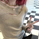 De-Velvet Hollow Hottie Girl Bottoming Shirt In Autumn And Winter Small Temperament Granulating Long Sleeves On The Top