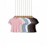 Hottie Tight Foundation Round-Neck Short-Sleeved T-Shirt For Girls Summer Solid Color Bhise Slim Top