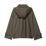 Autumn New Waterproof Collar Hooded Loose Wind Coat 0548242