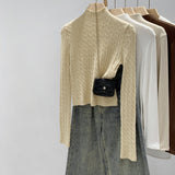 Mahua Half-Neck Knitted Bottom Shirt Women's Autumn And Winter Commute New Slimming Inside A Short Top
