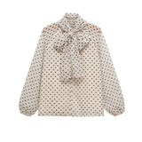 Autumn New Bow Ornament Wave Dot Printing Shirt 1165237