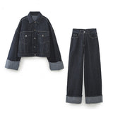 Autumn New Denim Jacket 9632255 Roll-Side Trousers And Foot Jeans 6045205