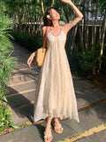 Tea Break French First Love Bare Back Hanging Neck Hanging Dress Fairy Summer Super Fairy Seaside Beach Long Skirt