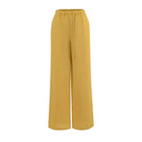 Flax Permeable Wide Leg Pants Women's Summer New Comfortable Straight Straight Solid Color Narrow Waist Rope Casual Pants