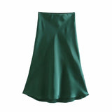 Spring 2025 New Tight Waist Simple Set Solid Color Lirt Solid Color Half Body Skirt