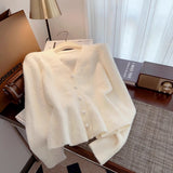 French High-End Temperament V-Neck Sweater Female Spring 2025 Niche Design Fashion Fishtail Skirt Knitting Shirt