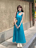 Bright-Colored Dopamine Thai Summer Hanging Neck Sling Dress Women's Seaside Vacation Xinjiang Travel To Wear Long Skirts