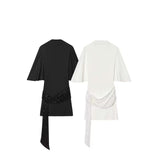 Spring New Short-Sleeved Back Beads Spliced Short Dress 4772378