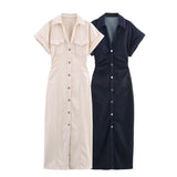 Spring New Denim Folding Short-Sleeved Dress 2284576