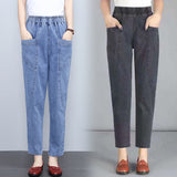 Spring And Autumn Mother Pants Trousers Large-Size Middle-Aged Women's Trousers Middle-Aged Autumn And Winter New High-Waisted Harlan Jeans Woman