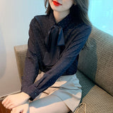 Spring And Summer Bow Shirt Women's Autumn Dress 2025 New Casual T-Shirt Long-Sleeved Top