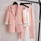 2025 New Spring And Autumn Leisure Suit Suit Small Fragrant Wind Three Sets Of Loose Suit Collar