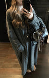 French Languid Round-Neck Knitted Dress Women's Autumn And Winter Loose Design Sense Thin Temperament Long Sweater Skirt