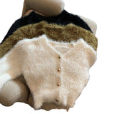 Spring And Autumn 2025 New Sweater Slim Slim Silky Knitted Cardigan Velvet Hairy Short Coat Top