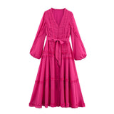 BSK&TRAF Women's Clothing In The Summer Of 2025 New Chiffon Splicing Long Oversized Dress