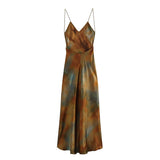 2025 New Women's Fashion Retro Silk-Sense Textured Printed Dress