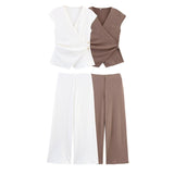 Spring 2025 New Design Sleeveless Tops Wide Leg Pants Show Temperament Set 3644178
