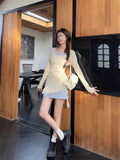 Pure-Want Wind Hanging Neck Dress Women Autumn Fake Two Dresses Sweet Hot Girls To Wear A Short Dress Irregularly Spliced