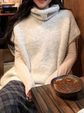 Korean High-Collar Knitted Vest Vest Women 2026 Autumn And Winter New Lazy Wind Loose Thick Horse Lame Dress