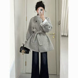High-End Gray Hair Coat Women 2026 Autumn And Winter New Tice With Waistnut Coat Small Looks Super Good