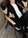 Mid-Autumn 2025 New Lazy Windy Mid-Changed Long-Striped Thick Sweater Knitted Jacket Woman