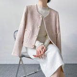 Pink Small Fragrant Coat 2025 French High-End Sense Of The New Temperament Long-Sleeved Short Round Collar Top