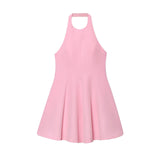 BSK&TRAF Women's Clothing 2025 Summer New Pure Wind Wave Hanging Neck Short Dress 2858777