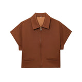 Spring 2025 New Women's Collar Short-Sleeved Short Coat Straight Trousers 8491053 8491054