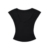 Spice Girls Micro-Permeable V-Neck Bat Sleeve T-Shirt Wearing A Thin Thinch Short Sexy Blouse Girl Tide Card