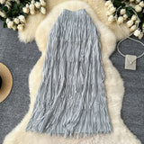 Rassel Dress Women 2025 Spring And Summer New Tight Waist-Up Thin A-Shaped Skirt In The Long High-Waist Cake Skirt