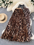 Vintage Leopard Print 100 Rheow Skirt 2026 New Wave Hem Long Skirts Long Skirts