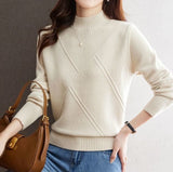 Half-High Collared Sweater Lady Autumn And Winter 2025 New Loose Fashion With Knitted Bottom Shirt Tide