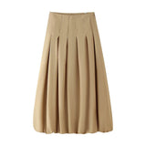Summer New Two-Color Short-Sleeved Zipper Jacket 100-Folded Lantern Tidop Skirt Set
