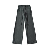 Korean Small Man Standing Thin Hooded Zipper Coat + Loose Feeling Loose Draw Rope Broad Leg Trousers Two Sets Of Women