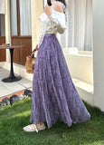 2026 Summer New Pesli Pattern Shun Yin Chiffon Tower Skirt Mid-Scrow Skirt