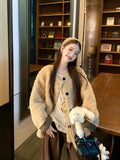 Gentle Wind Warm Lamb Wool Coat Women's Winter Korean Lazy Wind Relaxed Black Plush Coat