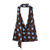 Summer New Thin Scarf Wave Dot Hanging Neck Collar Blouse 3756352 Skirt 6929511