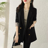 Spring And Autumn New Blazer Women's Leisure Loose Design Tops Solid Color Long-Sleeved Suit