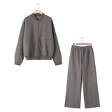 Zippered Bomber Jacket-Style Tunic 3399802 Loose High-Waisted Velvet Trousers 3199800