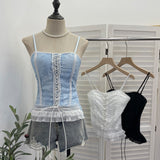 Real Shooting Unique Small Vest With Chest Cushion Three-Dimensional Lace Wearing Rope Slings With Short Sleeveless Top 8162