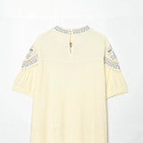 Spring New Embroidery Round Collar Collar Loose Top 5770025