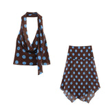 Summer New Thin Scarf Wave Dot Hanging Neck Collar Blouse 3756352 Skirt 6929511