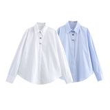 Spring New Button-Down Clip Loose-Fitting Shirt 2238534