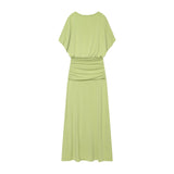 New Simple Solid Color Bran Folding Dress 1334940